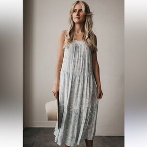 Calista White & Olive Green Tropical Print Dress size Medium NEW